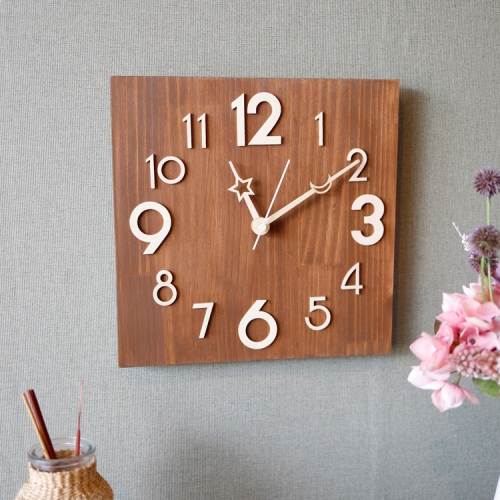 루미아 모프 입체 원목 무소음벽시계  원형 사각_이미지