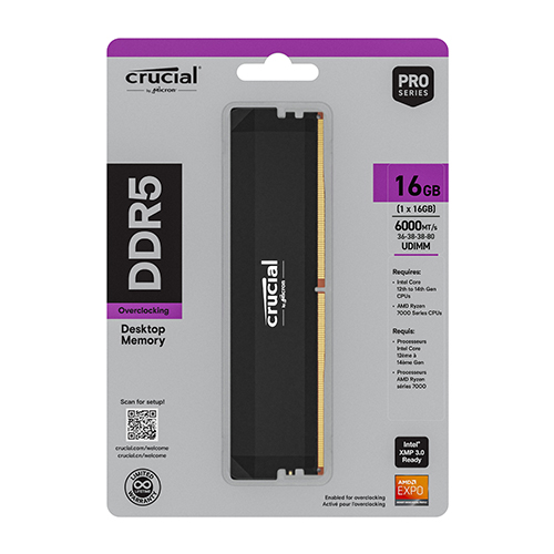 마이크론 Crucial DDR5-6000 CL36 PRO Overclocking 아스크텍 (16GB)_이미지
