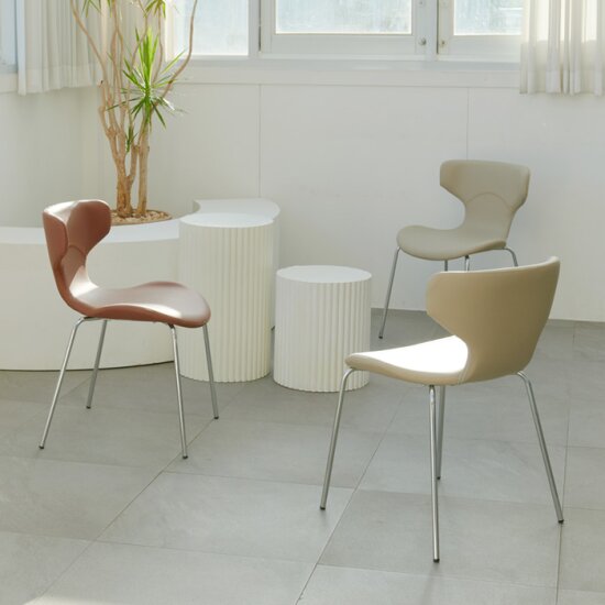 나무뜰 세이지 크롬체어 PU 미드센추리 인테리어 카페 식탁의자 (1개)