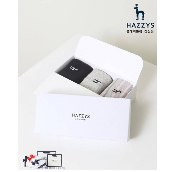 헤지스 여성 퍼피자수 중목 양말 3종 세트_HISS3E300G2