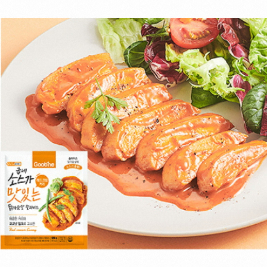 지앤건강생활 굽네 소스가 맛있는 닭가슴살 슬라이스 레드 크림 커리 120g (5개)