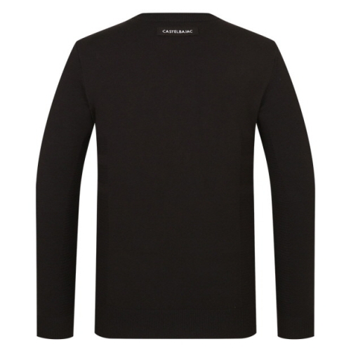  까스텔바작 남성 로고 자가드 넥 배색 포인트 니트 (BGBFSW002BK)