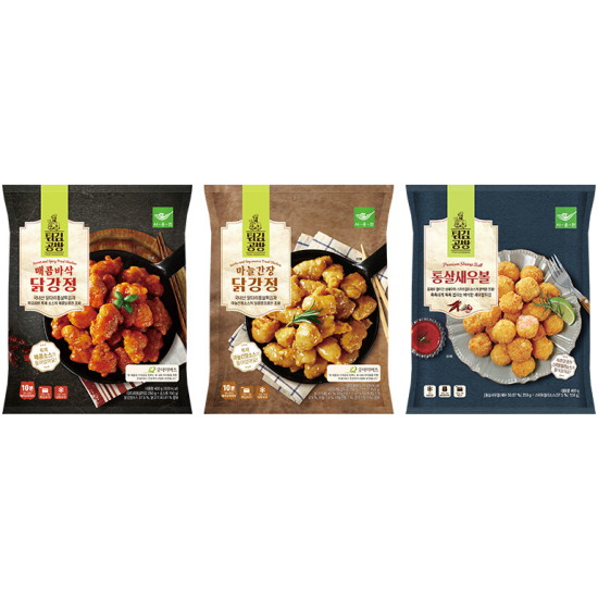 사옹원 튀김공방 매콤바삭닭강정 400g+마늘간장닭강정 400g+통살 새우볼 400g (1개)