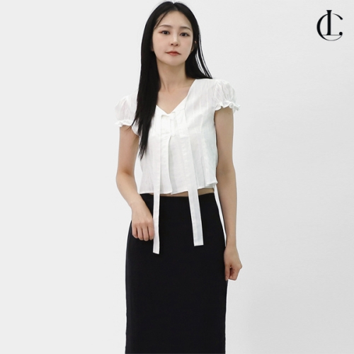 엘케이트 여자 <b>블라우스</b> 반팔 <b>퍼프</b>숄더 여름 핀턱<b>블라우스</b> LBB003