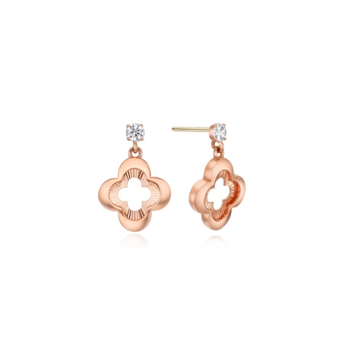 티르리르 14K 핑크 골드 플레르 랩다이아 3링 귀걸이 TETK4P04193SLD