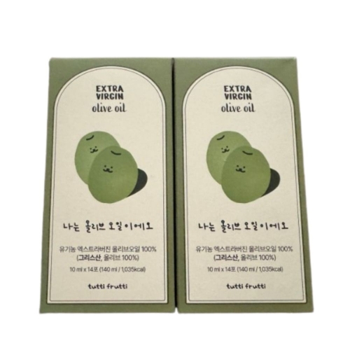 뚜띠프루티 나는 올리브오일이에오 유기농 엑스트라버진 올리브오일 스틱 140ml (10mlx14포) (2개)