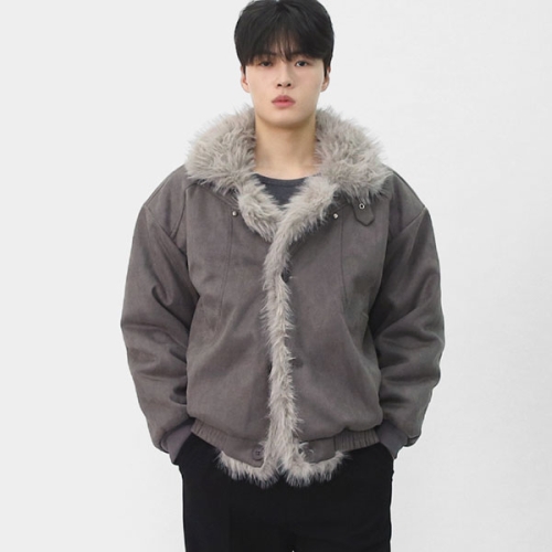 빌리버스 남성 캐주얼 4온스 누빔 패딩자켓 하이넥 라쿤 무스탕 VMAG003_이미지