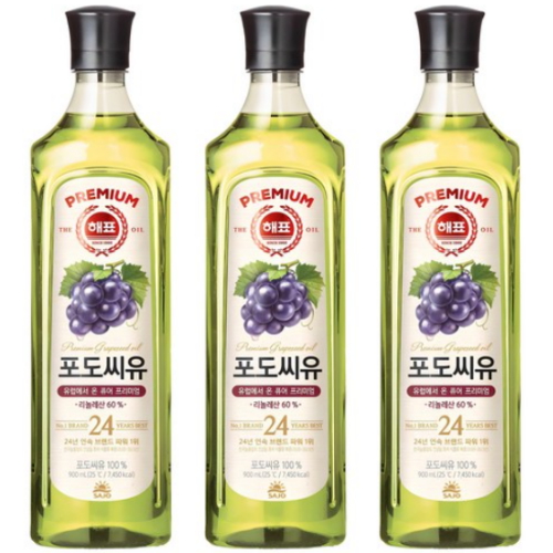 사조대림 해표 포도씨유 900ml (3개)