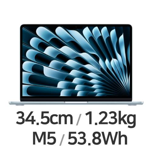 APPLE 맥북에어13 M5 10코어 CPU, 10코어 GPU 스카이 (램24GB, SSD 1TB)