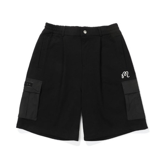 말본골프 우븐 믹스 버뮤다 스웨트 팬츠 M5123PHP02BLK_이미지