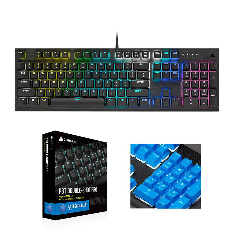 CORSAIR K60 RGB PRO + PBT Double-shot Keycaps Pro