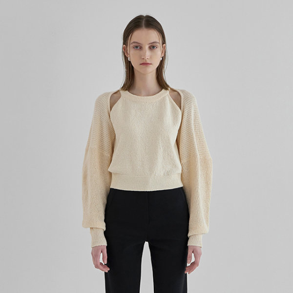 나인 부클 홀터넥 탑 볼레로 가디건 세트S CD-2043