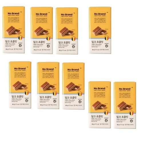 이마트 노브랜드 밀크 초콜릿 90g (9개)_이미지