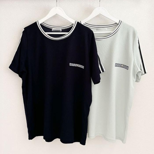 모스트 빅사이즈사랑해요 S230L406 배색단추반팔티 BS