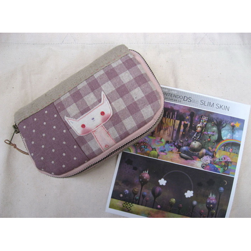램램 NDS Lite pouch - 보라체크 고양이 -
