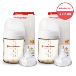 더블하트 모유실감 3세대 PPSU 베이직 160ml (젖병 2개 + 젖꼭지 2개)_이미지