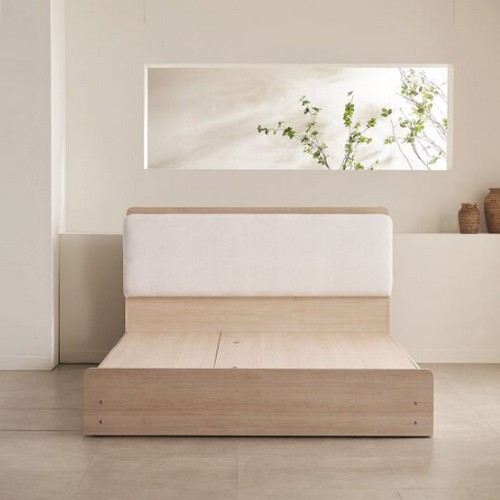 장인가구 가든 패브릭 쿠션헤드 LED 서랍형 수납침대 Q (라텍폼스7존독립)_이미지