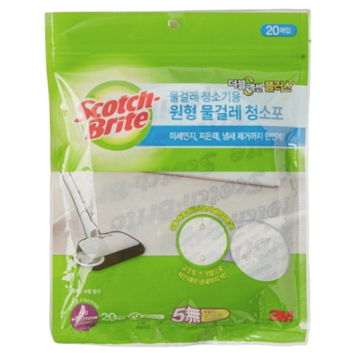 3M 스카치브라이트 전동 물걸레 호환 더블 액션 플러스 원형 일회용 청소포 150mm