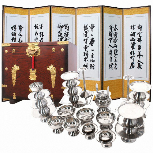 늘해랑 남원공방 DG스텐 간소 제기 세트 27P (+제기함+병풍)_이미지