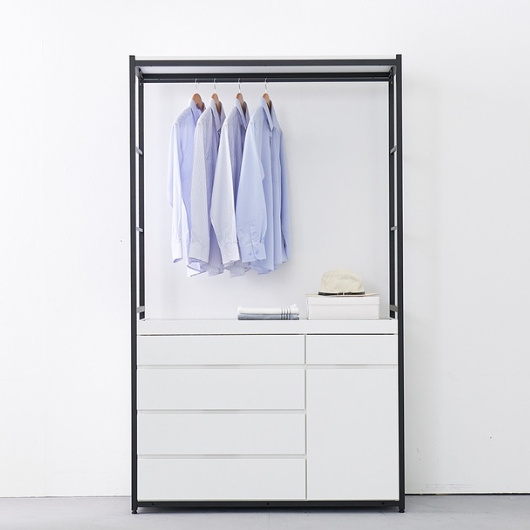 로쏘 코그모 맞춤 1단 행거 4단 수납장 드레스룸 1200