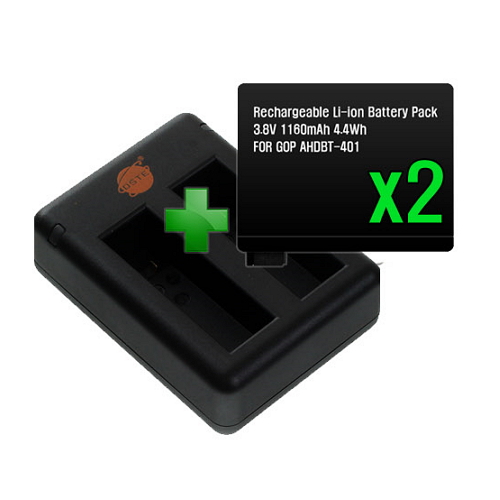 OCC 고프로 HEOR4 호환 충전기 + 배터리 2개 (호환용)