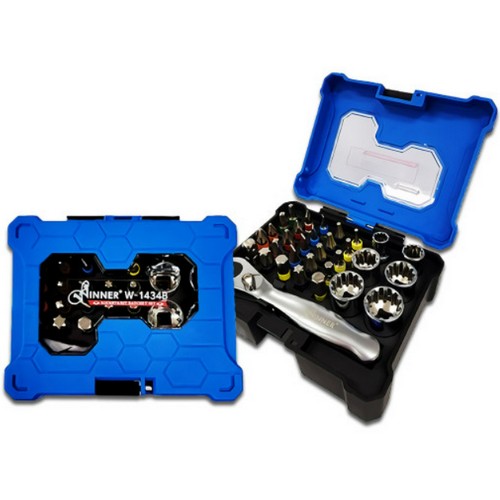 위너 1/4인치 미니 라쳇 복스비트세트 W-1434B (34pcs)