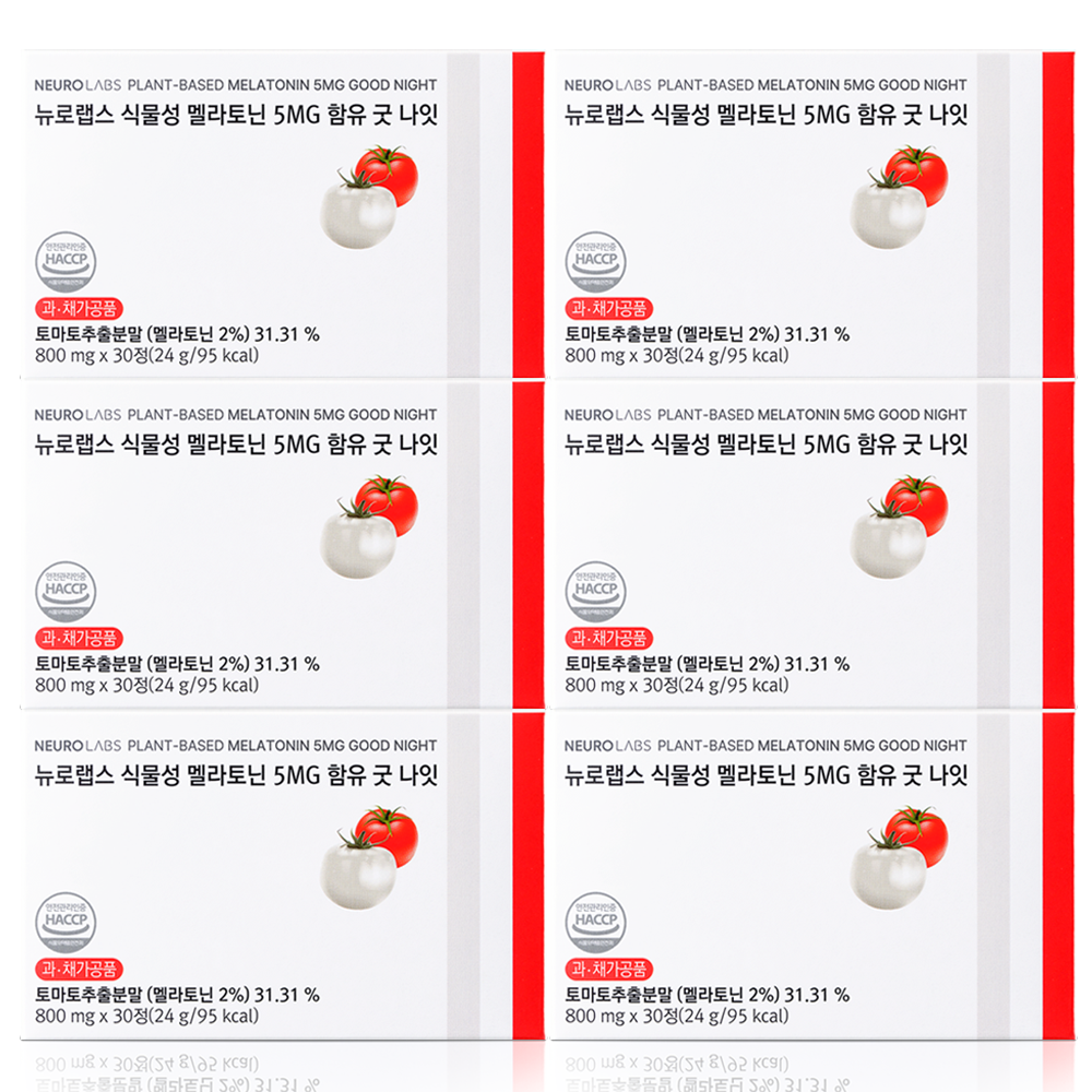 비오팜 뉴로랩스 식물성 멜라토닌 5MG 함유 굿 나잇 30정 (6개)_이미지