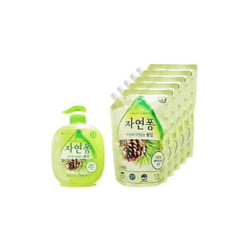 자연퐁 2X 솔잎 490ml + 리필 1.1L (본품1개+리필5개)_이미지
