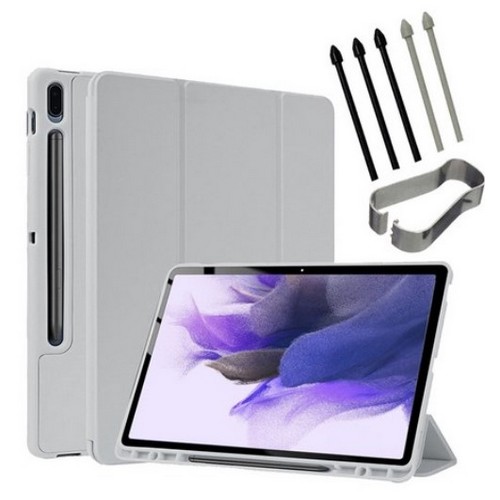 케이스나라 갤럭시탭S7 FE 북커버 케이스+펜촉 세트