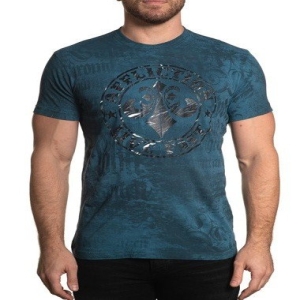 어플릭션 USA AFFLICTION 빈티지 라이더반팔티 할리패션 해외여행패션 A23356 Blue