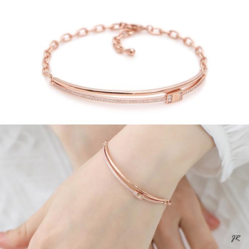 미니아트 14KGP 로즈골드 슬림 더블 뱅글 체인 패션 팔찌 10833458_이미지