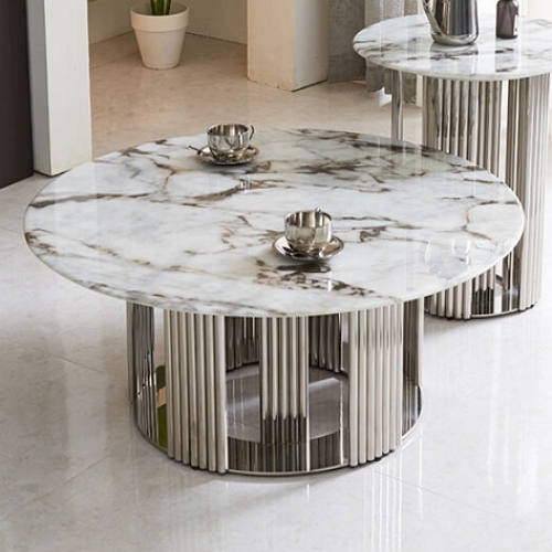 씨엘 카민 원형 듀얼 대리석 소파테이블 L