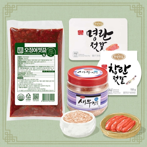 젓갈모음 세트 새우젓+오징어젓+창란젓+명란젓
