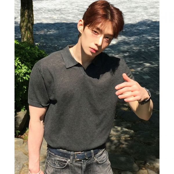 마인드브릿지 스토커즈 콜라보 ON 워셔블 코튼 혼방 카라 반팔 니트 3color M1KT31M2 BK 095