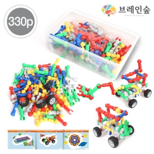 브레인숲 레노 관절 블록 챌린저 330p+활동교재 포함 블럭 홈스쿨 유치원 어린이집 교구 장난감 트렌디 감성의 스마트한 핑공간_이미지