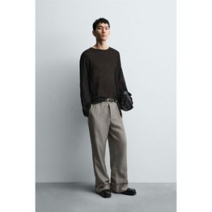 자라 맨즈 텍스쳐드 플레어 핏 트라우저스 바지 팬츠 그레이 / 베이지 10989178