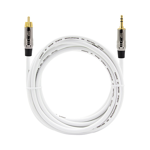 탑라인에이치디 HDTOP RCA to 3.5mm 스테레오 MM 메탈화이트 케이블 (3m, HT-TP3613)_이미지