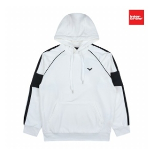 인터크루 공용 소매배색 2줄 루즈핏 후드 티셔츠 화이트 ITT4RH34AOH