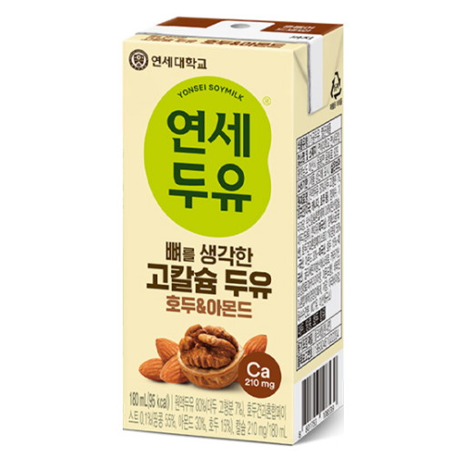 연세유업 뼈를 생각한 고칼슘 두유 호두 & 아몬드 190ml (48개)_이미지