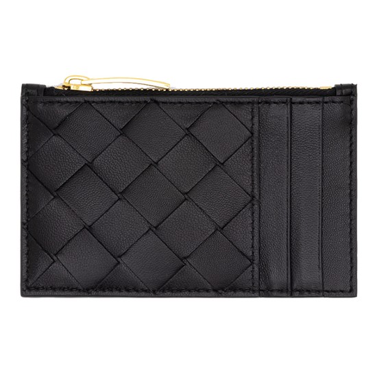 보테가베네타 인트레치아토 블랙 레더 금장 지퍼 카드 케이스 757889 VCPP3 8425_이미지