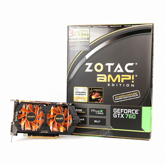 ZOTAC 지포스 GTX760 AMP! D5 2GB DUAL SILENCER