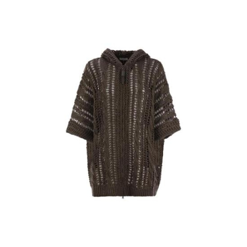 브루넬로쿠치넬리 Cable Mesh jute and 코튼 가디건 with 후드 and Shiny Zipper Pull M3Y351806C8.._이미지