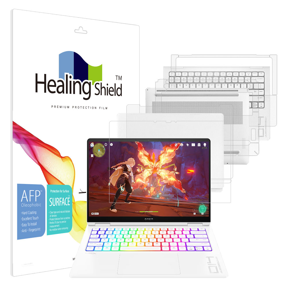폰트리 힐링쉴드 HP 오멘 14 슬림 fb0075TX 올레포빅 고광택 (액정보호필름 + 외부보호필름 3종 세트)_이미지