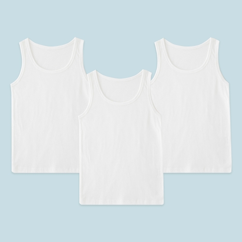 롤리트리 남아 순면 백물 런닝 세트 3P 110 WHITE