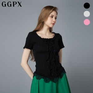 GGPX 레이스 배색 골지 슬림 니트 GO5KP060F