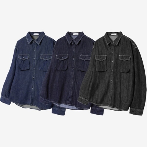 패플 비커스텀바이SABA7000 남성 긴팔 데님셔츠 3컬러