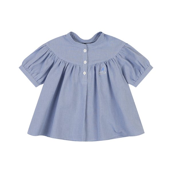 캉골키즈 퍼프 슬리브 패턴 블라우스 SB 2115 블루 ASBCBL21150BU