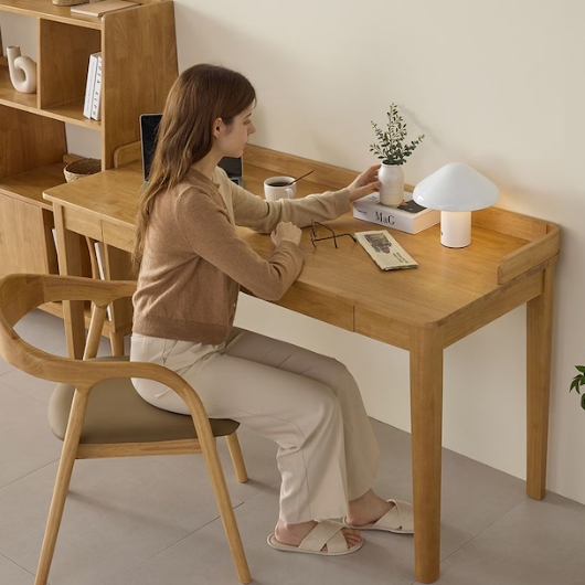 까르엠가구 아르코 고무나무 원목 책상