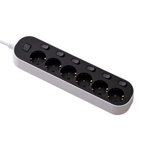 이지스 6구 메인 개별스위치 자동소화 멀티탭 블랙화이트