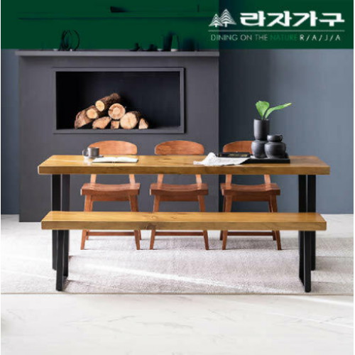 라자가구 뉴송 우드슬랩 메이플 통원목 슬림 식탁 1400 (의자별도)_이미지
